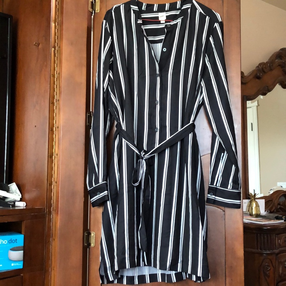 Black and white striped dress